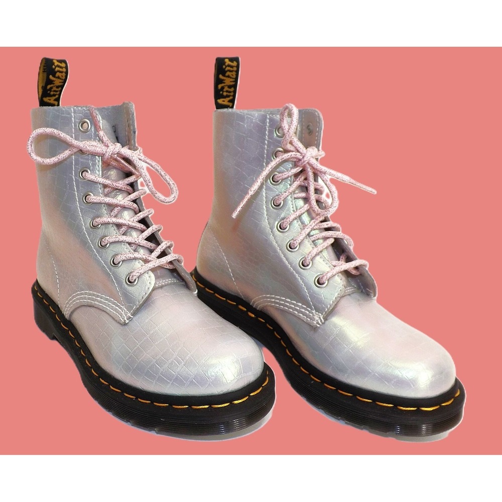Dr. Martens 1460 Pascal Iridescent Crocodile Print Boots - Ladies Size 6